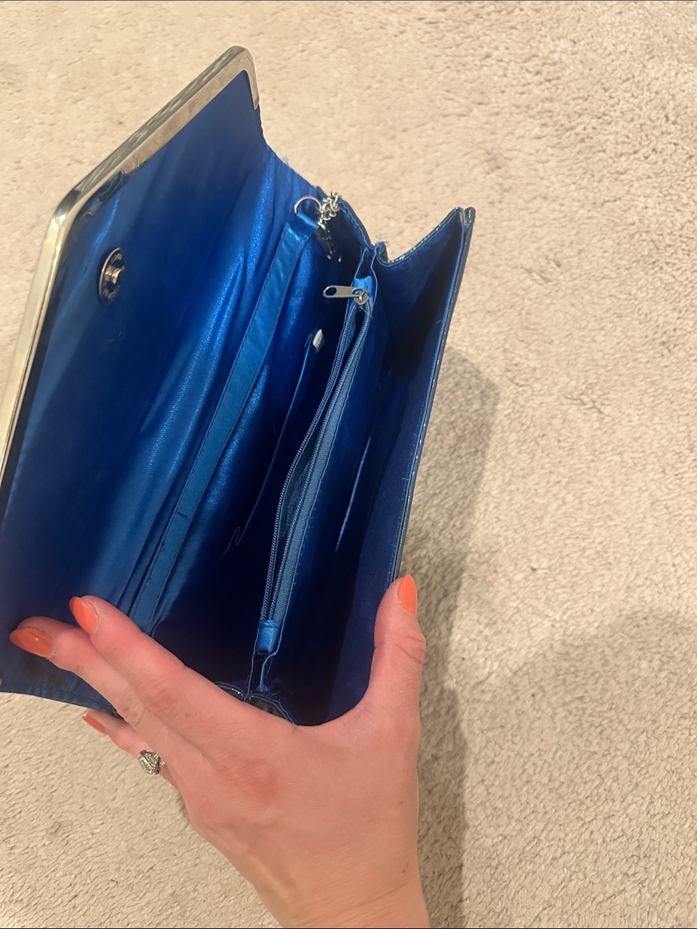 Blue Crystal Embellished Women’s Clutch - Picture 4 of 4